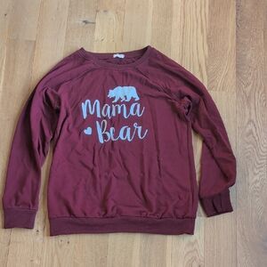Mama Bear Sweatshirt - Burgundy with White Graphic